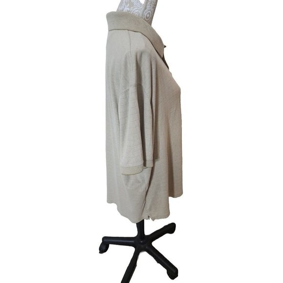 Haggar Mens Beige Short Sleeve Polo Shirt W/ Stitched Checks XXL - Picture 4 of 6